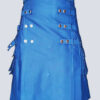 lustrous blue utility kilt with ditachable apron f