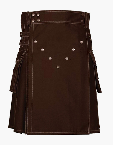 mens brown victory utility kilt with studs f