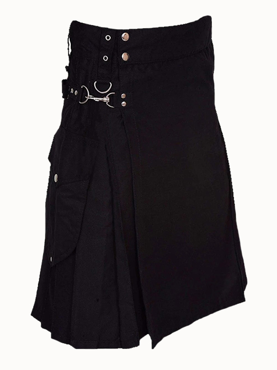 Cargo Black Utility Kilt Black Kilt