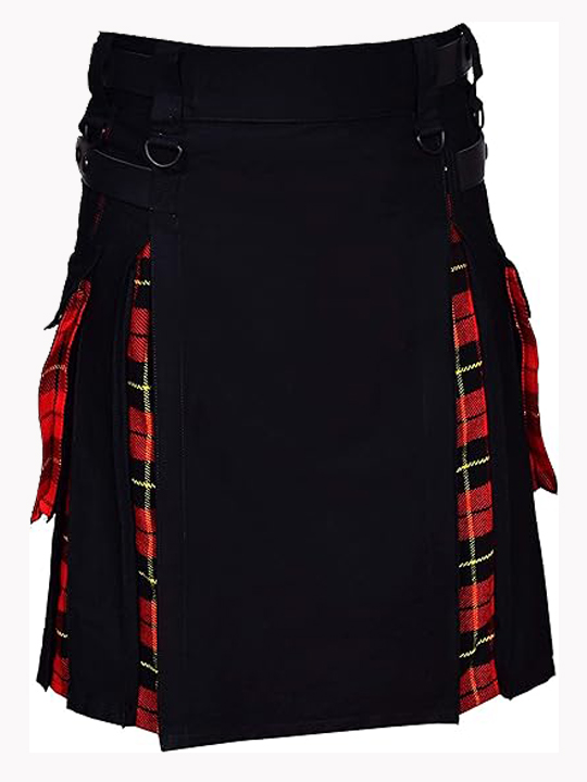 Black and Wallace Tartan Hybrid Kilt F