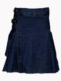 Mens Indigo Denim Kilt with Pockets F