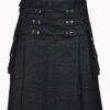 Modern Black Denim Kilt F