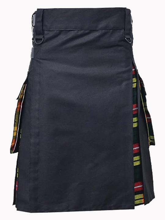 Black and Bachnan Tartan Hybrid Kilt f