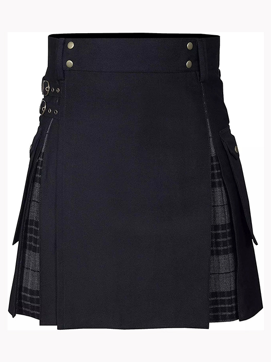 Black and Night Watch Tartan Hybrid Kilt F