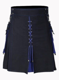 Black and Blue Laces Utility Kilt 3 Black and blue laces hybrid kilt F 1
