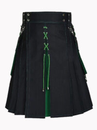 Black and Green laces Utility Kilt 3 Black and green laces hybrid kilt f