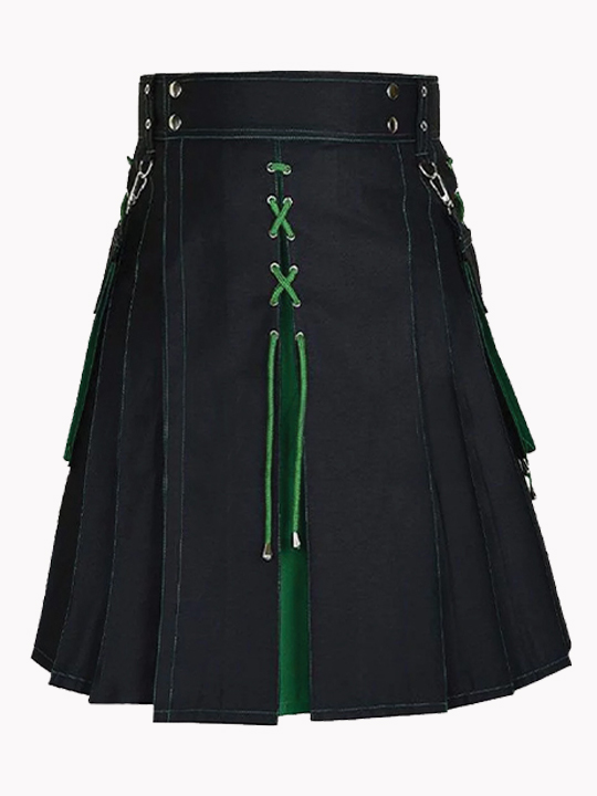Black and green laces hybrid kilt f
