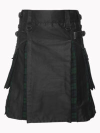 Lautreamont Black with Black Watch Tartan Hybrid Kilt 3 Black with Black Watch Tartan Hybrid Kilt F