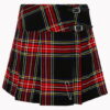 Women Black Stewart Tartan Mini Kilt F 1