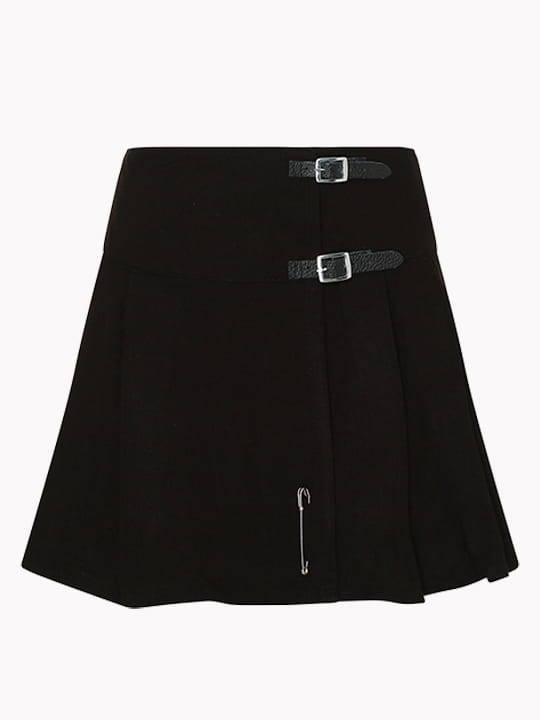 Women Black Tartan Kilt F 1