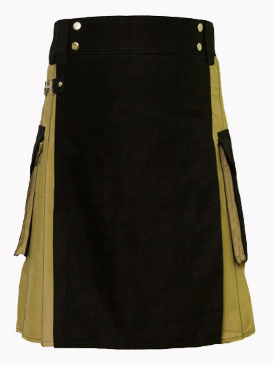 black and khaki Utility Kilt f