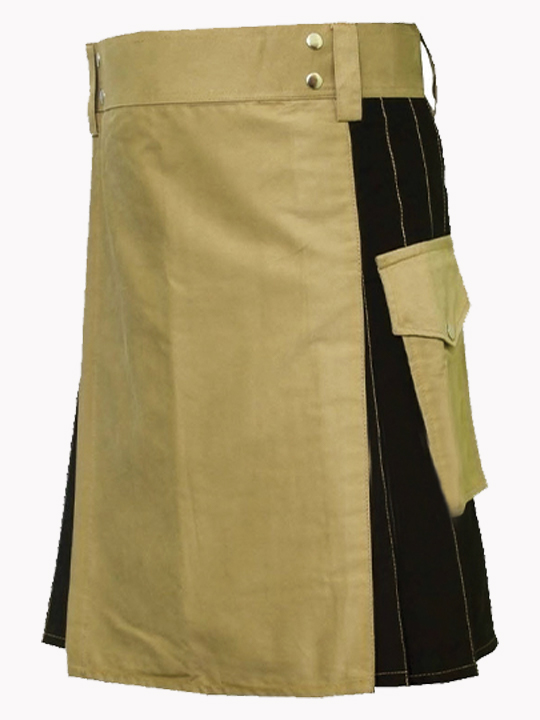 Khaki and black hybrid kilt f