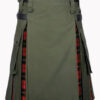 Olive Green and Wallace tartan hybrid Kilt F