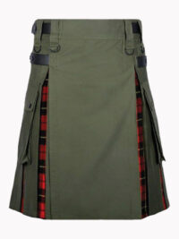Olive Green and Wallace tartan hybrid Kilt F