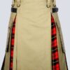 khaki and wallace tartan hybrid kilt with leather strap f 600x802 1