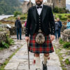 Black Stewart Tartan Argyll Kilt Outfit Front