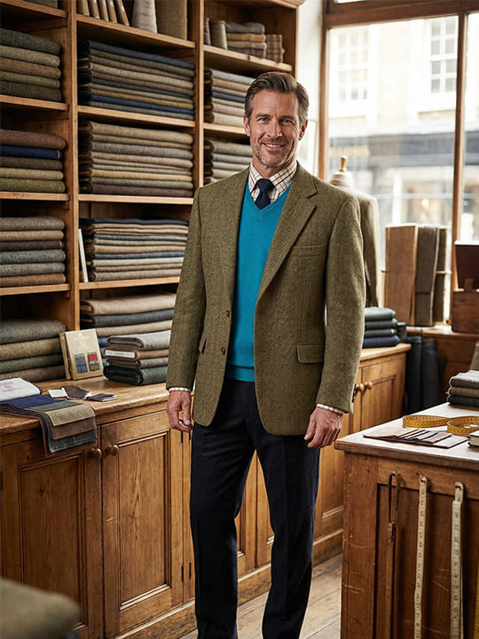 Mens Brown Stromy Harris Tweed Jacket Front