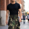 Mens Gothic Woodland Camo Tactical Kilt With Black Pockets F