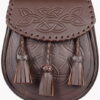 Brown Three Leather Tassels with Celtic Knot Embossed Day Sporran F 1
