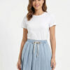 Washable Pleated Denim Skirt Front