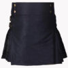 Ladies Black with Night Watch Tartan Hybrid Kilt f