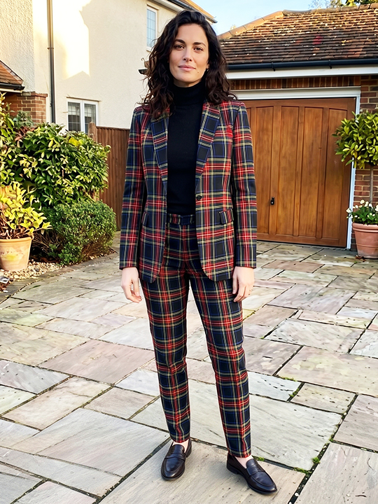 Women Black Stewart tartan Suite f