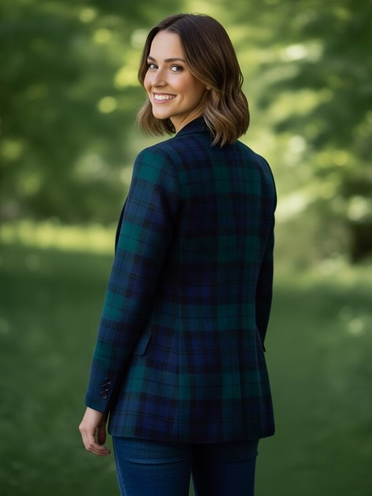 Women Black watch Tartan Jacket S