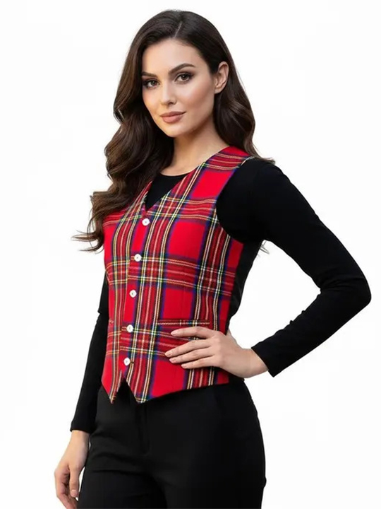 Women Royal Stewart Tartan Vest f