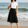 Womens Black Cargo Midi Skirt f