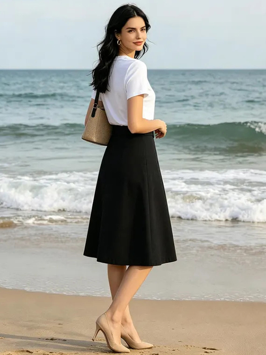 Womens Black Cargo Midi Skirt s
