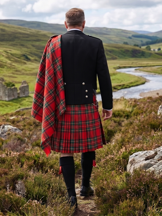 royal-stewart-tartan-prince charlie -kilt-outfit